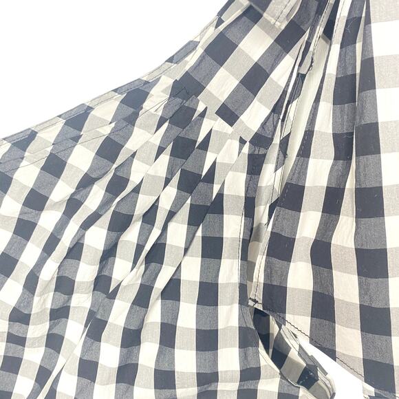 Who What Wear Black White Gingham One Shoulder Top Peplum Waist Size XL - Picture 5 of 9